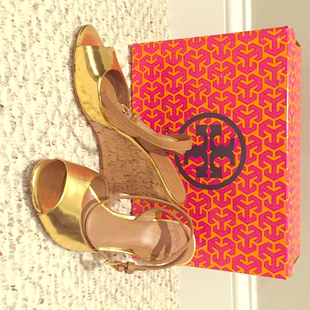 Tory Burch Gold Wedges